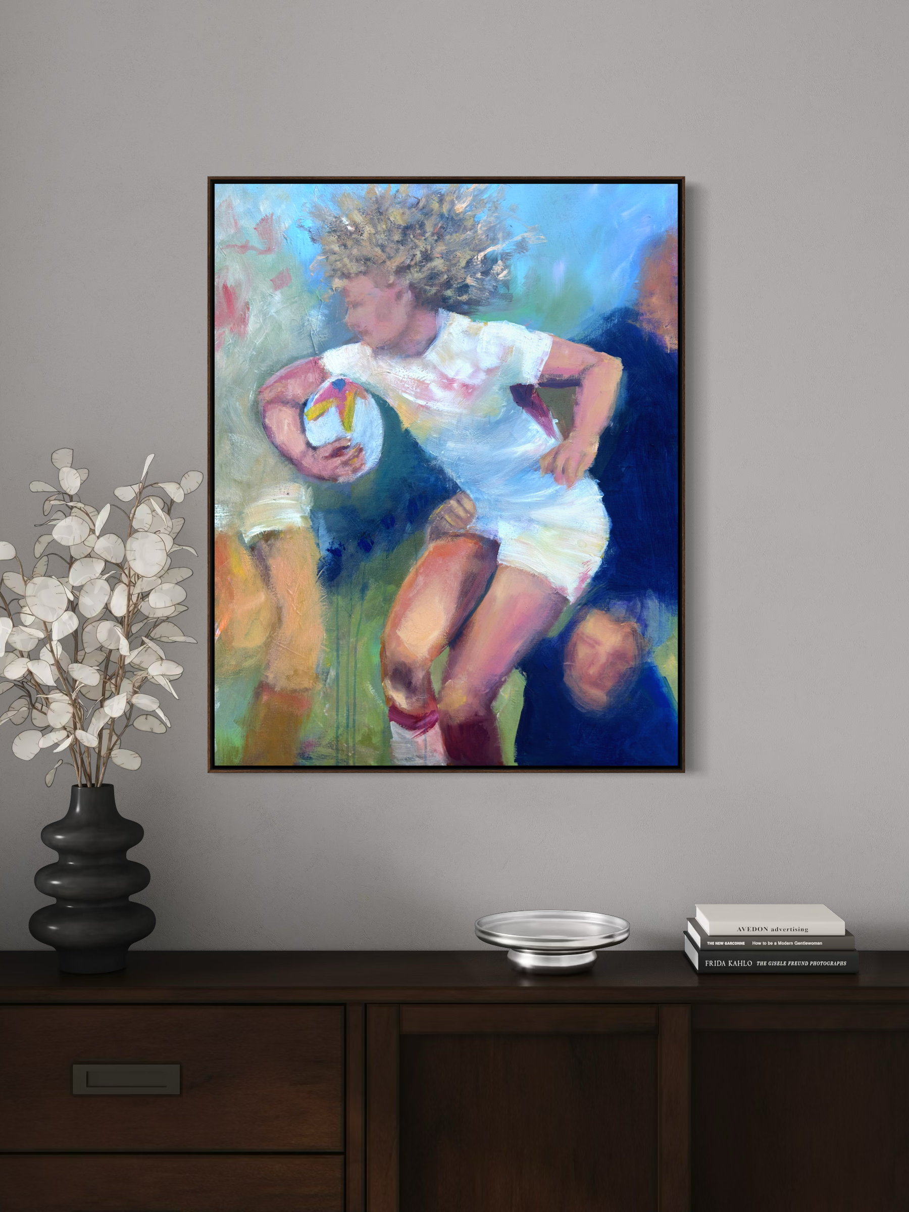 Ellie Kildunne Original Painting | Women's Rugby Art | Red Roses - LJagz-studio