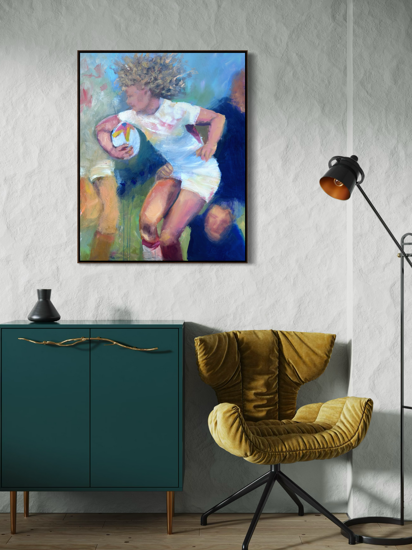 Ellie Kildunne Original Painting | Women's Rugby Art | Red Roses - LJagz-studio