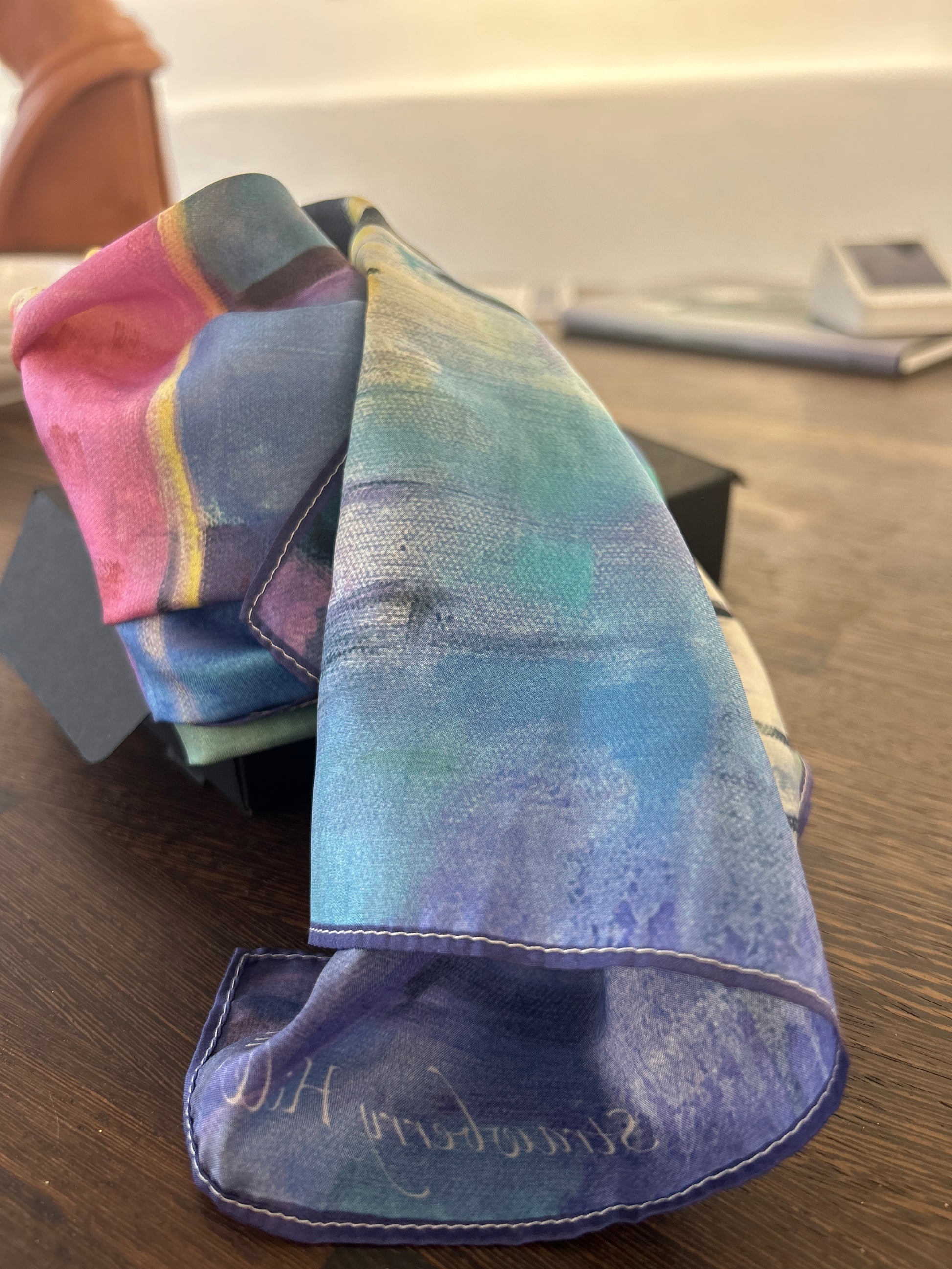 River of gold -  silk scarf/cravat/hair scarf - Chic Abstract Silk Scarf - LJagz-studio