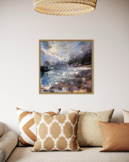 Windy and salty, Fowey - Framed Canvas - LJagz-studio