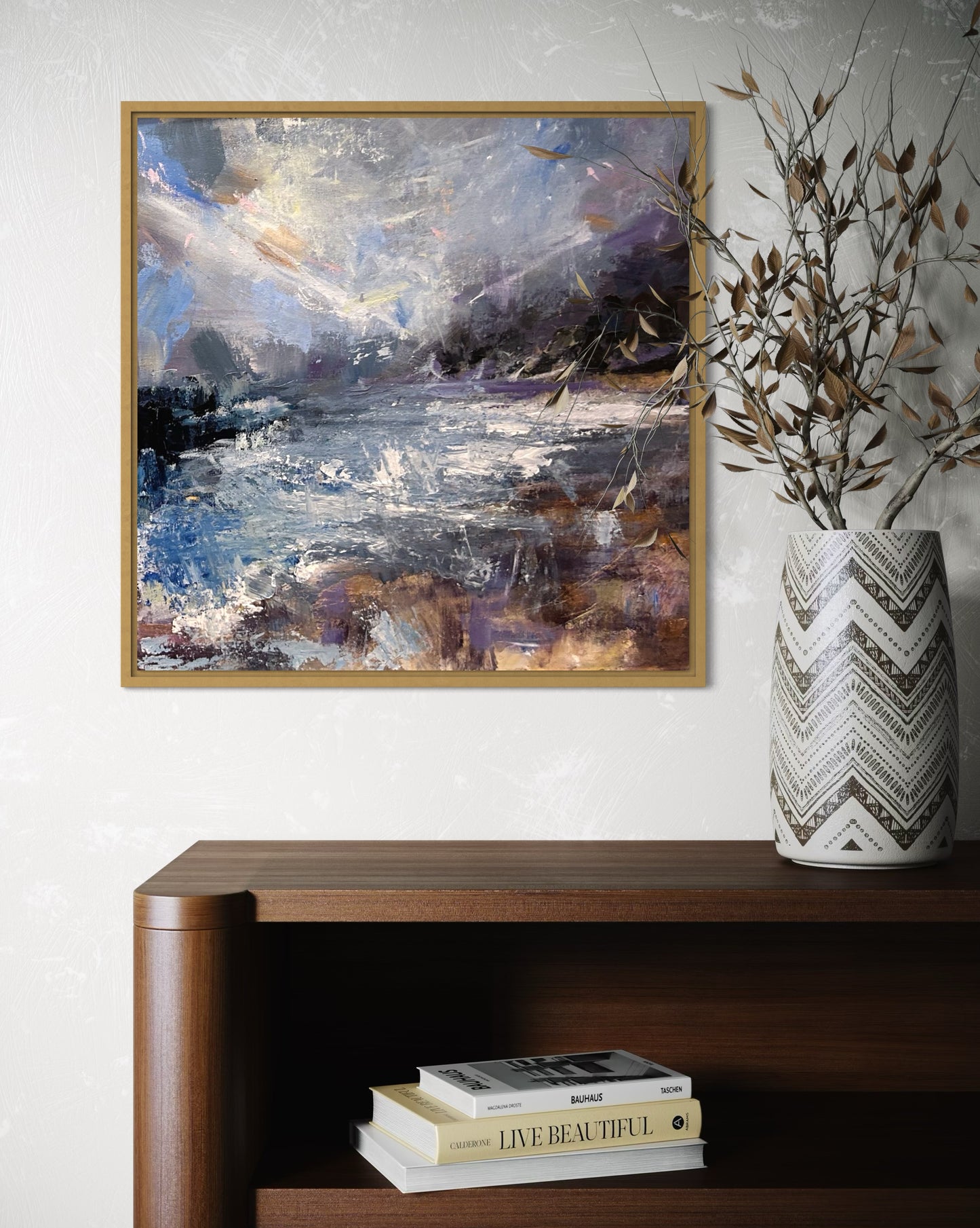 Windy and salty, Fowey - Framed Canvas - LJagz-studio