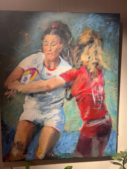 Jess Breach painting inspired by Women’s Rugby World Cup 2025 - LJagz-studio