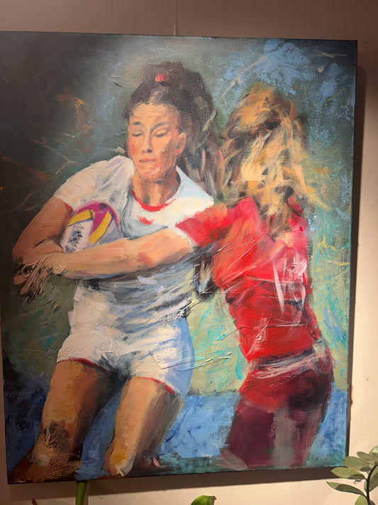 Jess Breach painting inspired by Women’s Rugby World Cup 2025 - LJagz-studio
