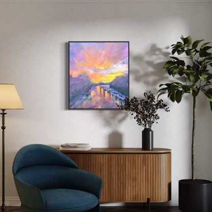 "Thames Twilight" hand embellished art print - perfect Mother's Day gift - LJagz-studio
