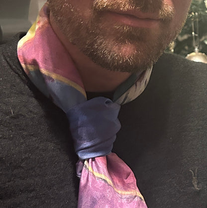 River of gold -  silk scarf/cravat/hair scarf - Chic Abstract Silk Scarf - LJagz-studio