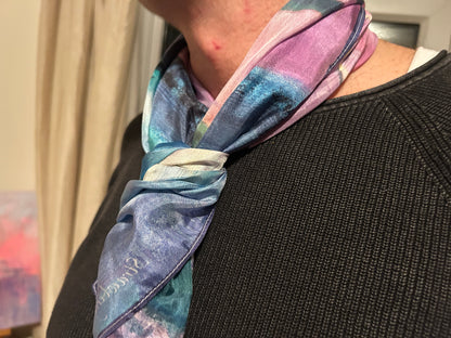 River of gold -  silk scarf/cravat/hair scarf - Chic Abstract Silk Scarf - LJagz-studio