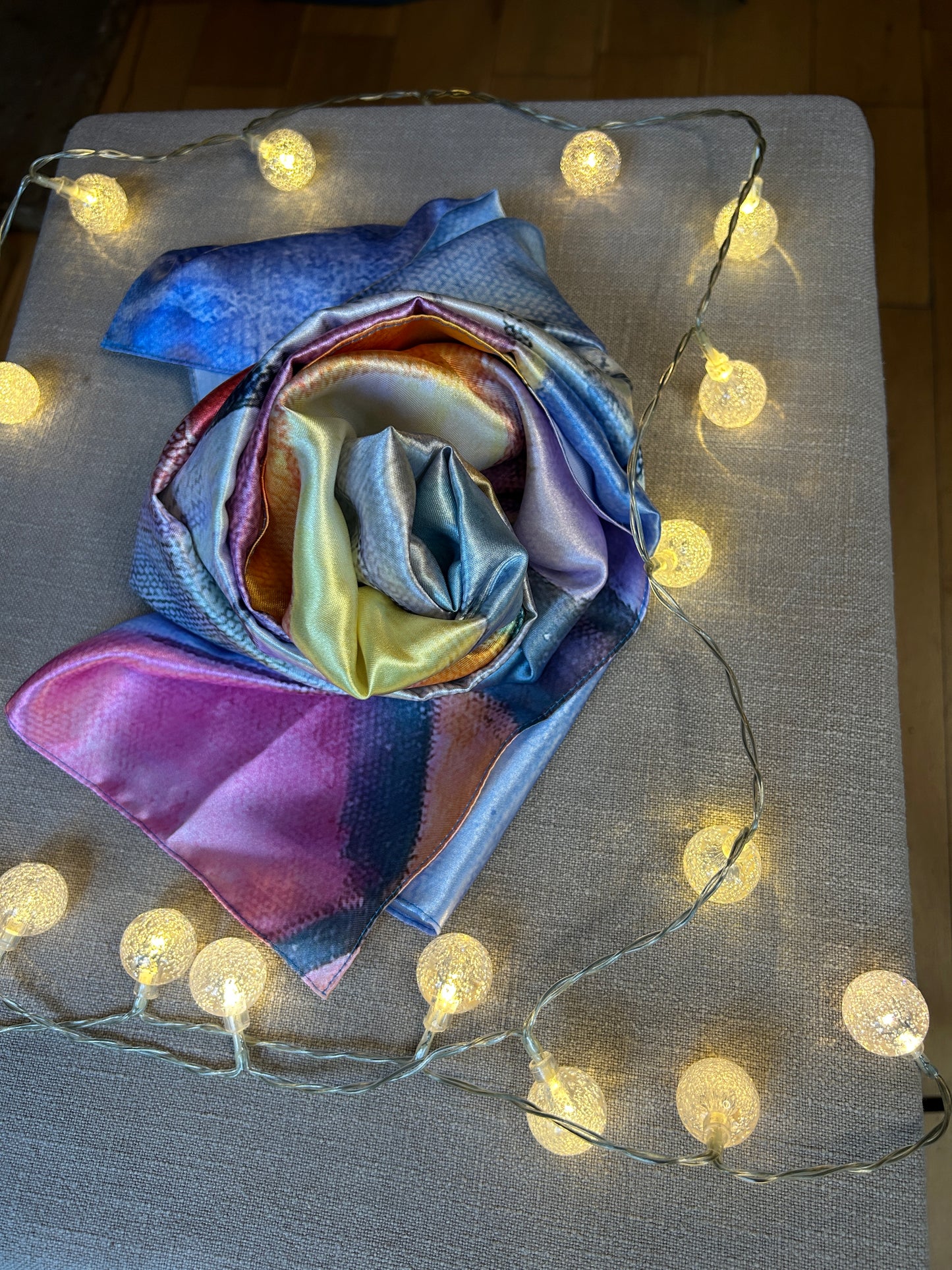 River of gold - recycled polyester scarf - LJagz-studio