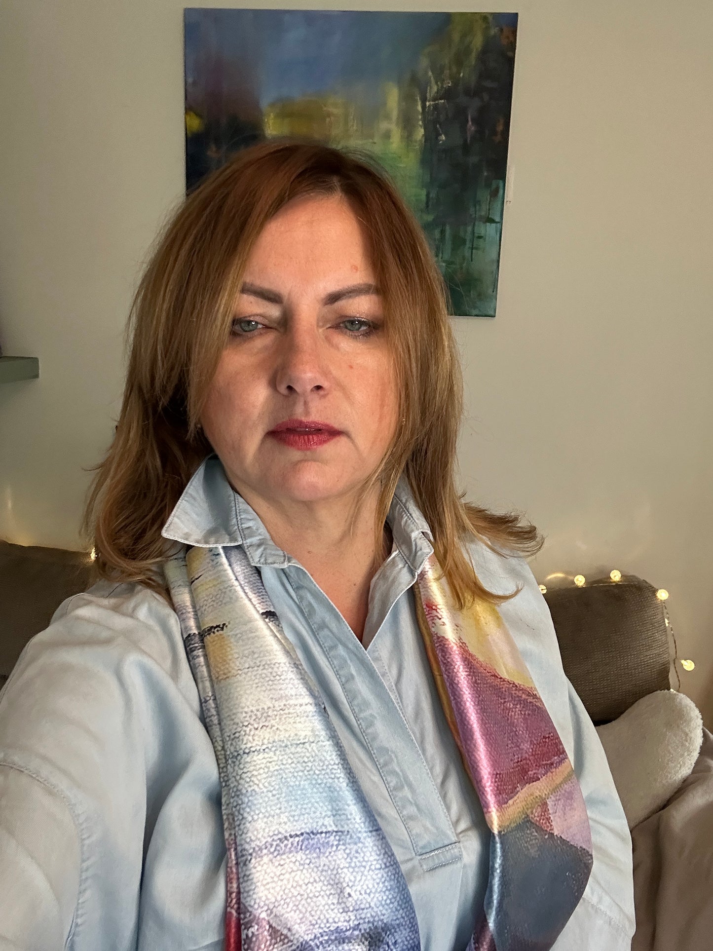 River of gold - recycled polyester scarf - LJagz-studio