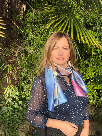 River of gold - recycled polyester scarf - LJagz-studio