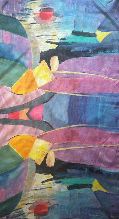 River of gold -  silk scarf/cravat/hair scarf - Chic Abstract Silk Scarf - LJagz-studio
