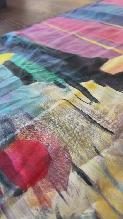 River of gold -  silk scarf/cravat/hair scarf - Chic Abstract Silk Scarf